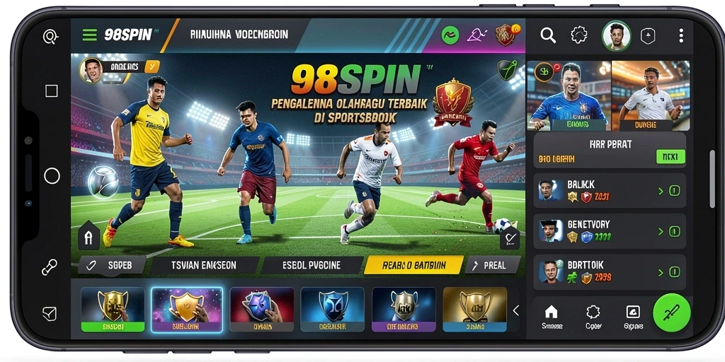 Tampilan menarik dari aplikasi 98SPIN saat taruhan olahraga.