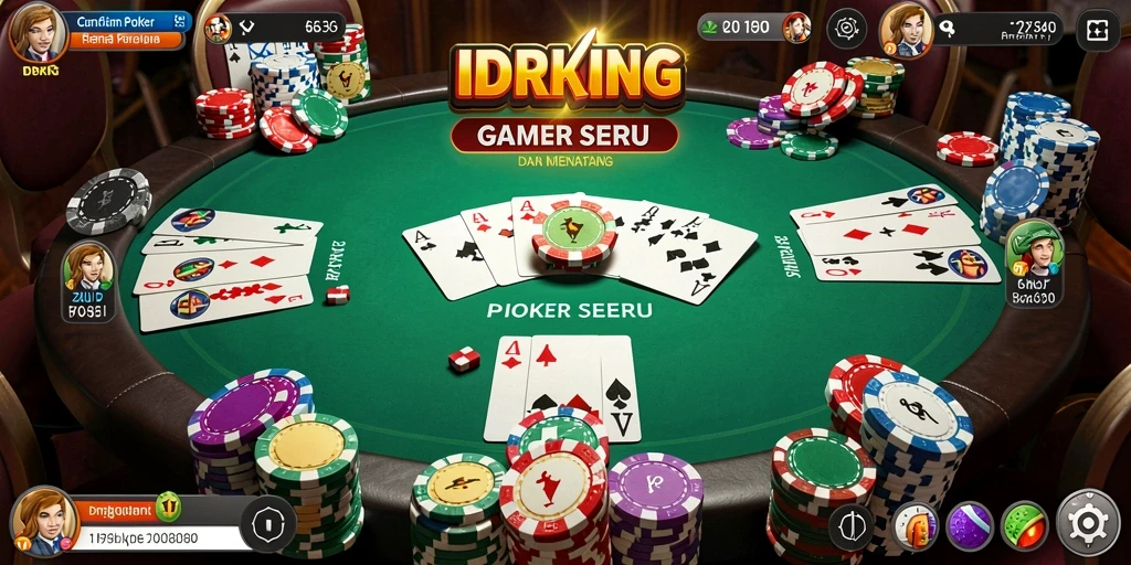 Screenshot utama IDRKING menampilkan gameplay Poker yang menarik.