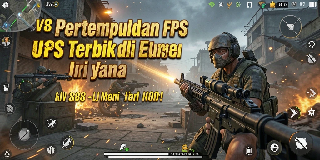 Tangkapan layar utama dari JV88 menampilkan aksi tembak-menembak yang intens.