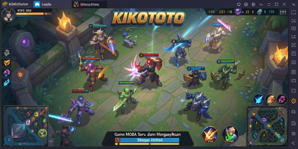 Screenshot KIKOTOTO menampilkan aksi seru di arena MOBA.