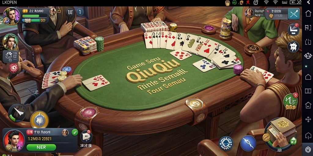 Tampilan gameplay seru di LKOPEN dengan kartu QiuQiu.