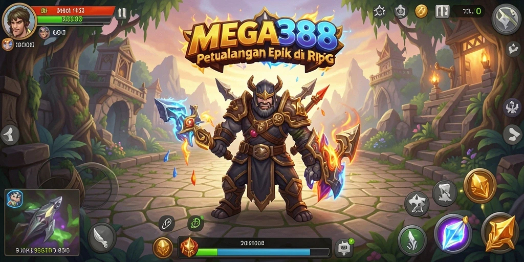 Tangkapan layar MEGA388 menampilkan aksi seru dalam pertempuran RPG.