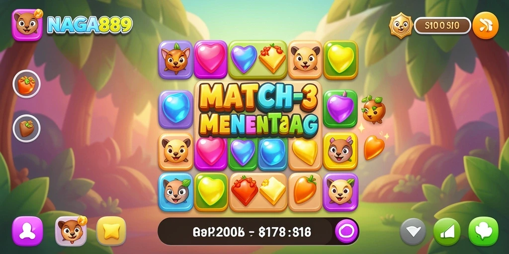 Tampilan gameplay NAGA889 yang menawan dengan warna-warni permata.