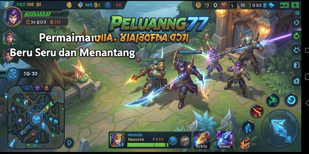 Tampilan permainan MOBA yang mendebarkan dari PELUANG77.