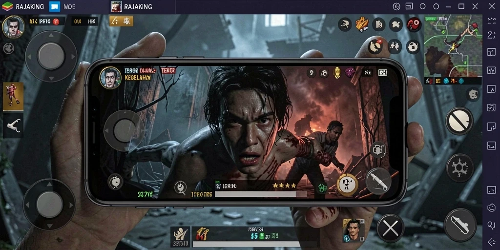 Gameplay RAJAKING penuh dengan ketegangan dan momen menakutkan.