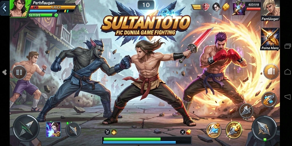 Tangkapan layar utama SULTANTOTO dengan aksi pertarungan yang intens.